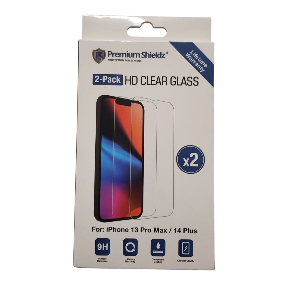 2-Pack Premium Shieldz HD Clear Glass Protector for iPhone 13 Pro‎ Max 14 Plus